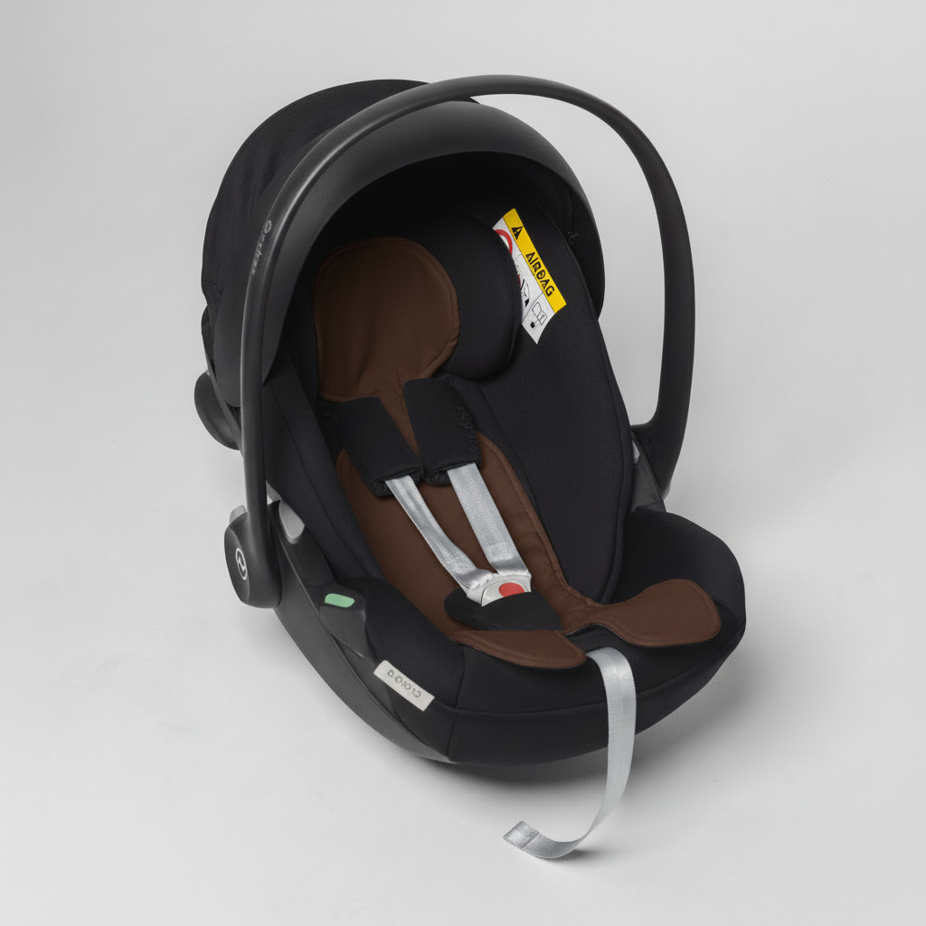 Fotelik niemowlęcy z brązową wkładką