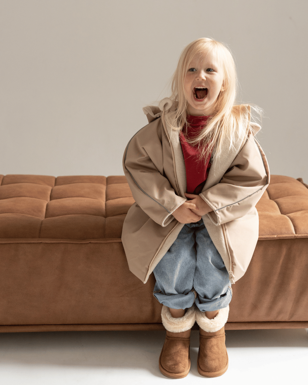 BEIGE car poncho, 75-105 cm